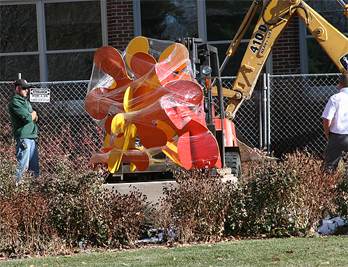 Steel Splat, being installed in front of Colorado State University’s Art Center, Fort Collins, CO, 2007